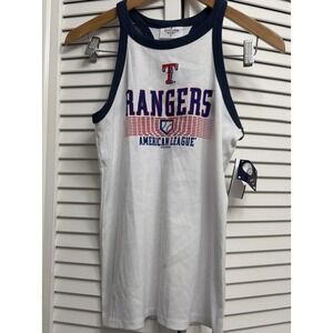 Texas Rangers Tank Top Womens Sz M Soft As A Grape MLB White Baseball